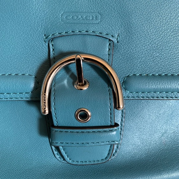 COACH Campbell Vintage Blue Leather Hobo Shoulder Y2K Bag - Picture 2 of 16